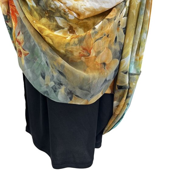 Black M Vegan Leather Cutout Floral Chiffon Maxi Sleeveless Dress Feminine Edgy - Picture 10 of 15